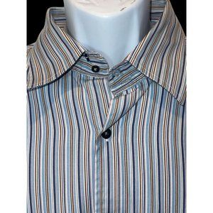 Tommy Hilfiger Men's Long Sleeve Multicolored Striped Button Down Shirt SZ XL